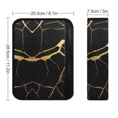 Fashion Car Seat Belt Covers Soft Cushion Pad Car Shoulder Strap Harness Pad Black Marble Gold Texture - color: Color346