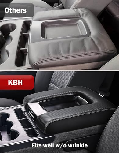 KBH Center Console Armrest Cover Replacement for Chevrolet Silverado & GMC Sierra 1500 2500 3500 2014-2018, Vinyl Leather Upholstery, Anti-Scratch, Jump Seat Console (Carbon Fiber Black) - color: Carbon Fiber Black, size: Jump Seat Console, Silverado Sier