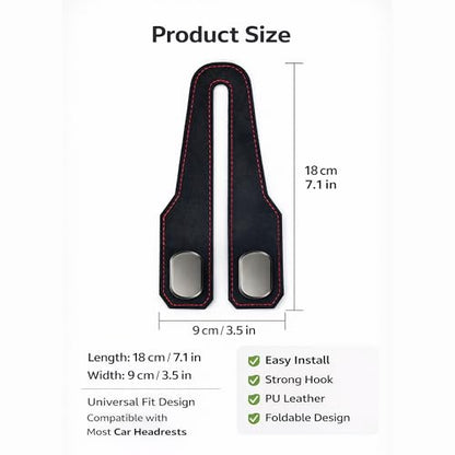 Car Headrest Hook 2 Pack, Premium Leather Car Purse Hooks, Heavy Duty Seat Back Organizer for Handbags, Groceries & Bags, No Scratch, Easy Install Car Accessories (2, Grey) - color: Gray