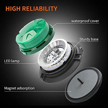 Green Led Emergency Strobe Beacon Lights with Magnetic Mount and 8 Flash Models Warning Safety Flashing Rooftop Signal Lamps for Vehicles Forklift Truck Tractor Golf (24-LED 12V-24V) - color: #4 Green