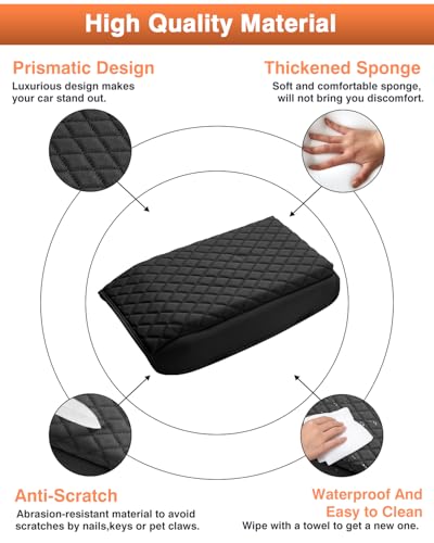 Shademax Center Console Cover for Toyota Land Cruiser Prado LC250 2024 2025 2026 Accessories, Prado LC250 Armrest Cover Cushion Pad Console Armrest Seat Box Protector PU Leather Anti-Scratch Black - size: Size for Toyota Land Cruiser Prado Lc250 2024-2026