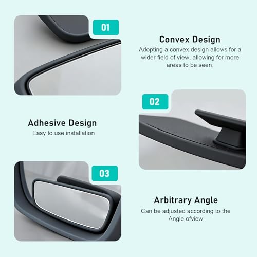 2 PCS Car Blind Spot Mirrors, Anti-glare Adjustable High-definition Mirrors, Rectangular Wide Angle Rear View Auxiliary Glass, Self-adhesive Accessory for Most Vehicles (Black)