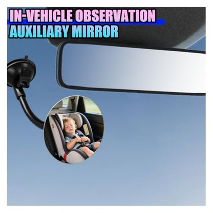Baby Car Rearview Mirror with Suction Cup, 360 Degrees Wide Angle Automotive HD Glass Convex Mirror, Vehicle Interior Blind Spot Mirrors for RV, SUV, Truck(Round) - size: Round