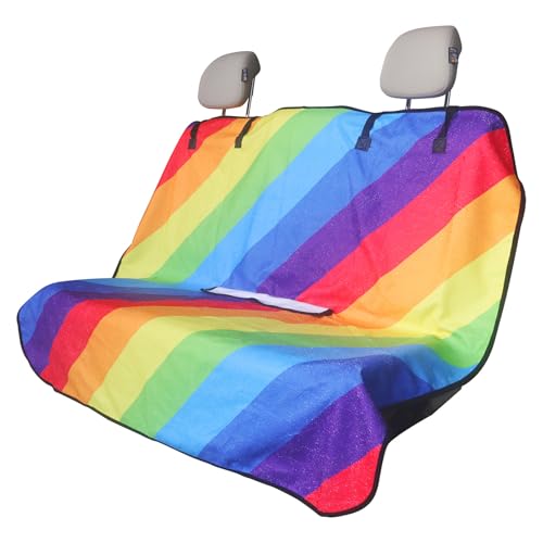 Back Seat Cover for Car Trucks Van SUV,Waterproof Rear Bench Towel Seat Covers for Dogs and Kids,Automotive Backseat Protector (Rainbow) - color: Rainbow, size: Rear Bench Seat Towel