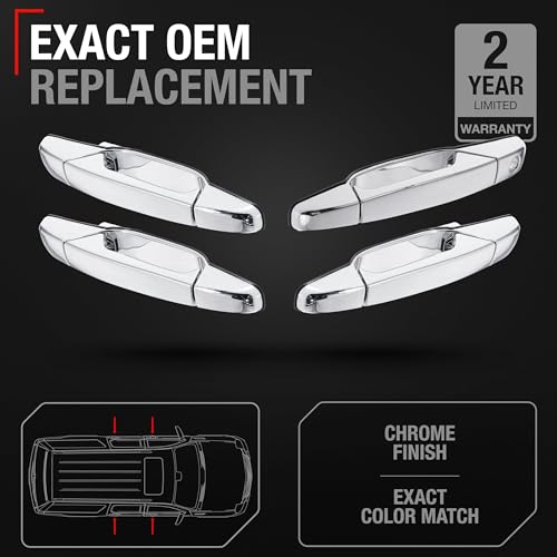 Exterior Front/Rear Driver & Passenger Door Handle - Compatible with 2007-2013 Chevy Avalanche, 07-14 Silverado 1500, 2500, 3500, Suburban, Tahoe; 07-14 GMC Sierra 1500, 2500, 3500, Yukon XL, 2273872 - size: Front & Rear Right Passenger & Left Driver Side