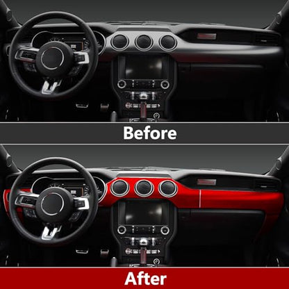 Car Center Console Instrument Panel Sticker Carbon Fiber Decal for Ford Mustang 2015 2016 2017 2018 2019 2020 2021 2022 2023 Accessories - color: Center Console Instrument Panel