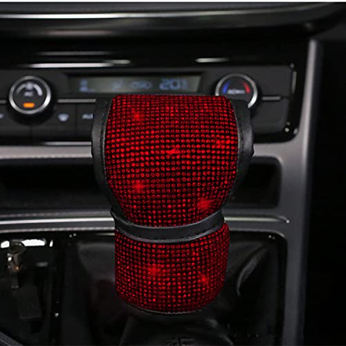 Plush Auto Gear Shift Knob Cover with Crystal Glitter Bling Rhinestones for Girls,Lady Universal Fit (Bling) (Red) - color: Red