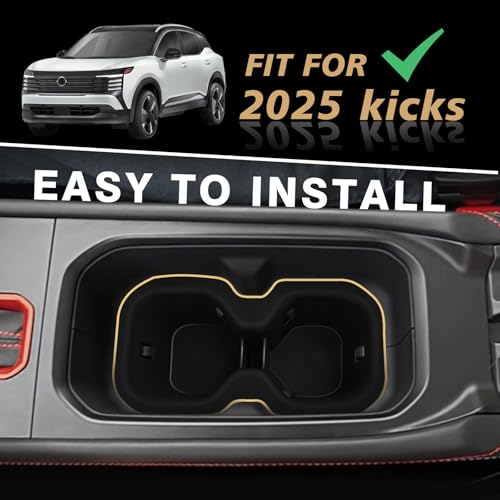 Muslogy Center Console Cup Holder Inserts Compatible with 2025 2026 Nissan Kicks Accessories Middle Console Armrest Front Drink Stopper Non-Slip Silicone Rubber Organizer Drink Cup Holder Organizer - size: ‎Cup Holder