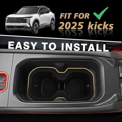 Muslogy Center Console Cup Holder Inserts Compatible with 2025 2026 Nissan Kicks Accessories Middle Console Armrest Front Drink Stopper Non-Slip Silicone Rubber Organizer Drink Cup Holder Organizer - size: ‎Cup Holder