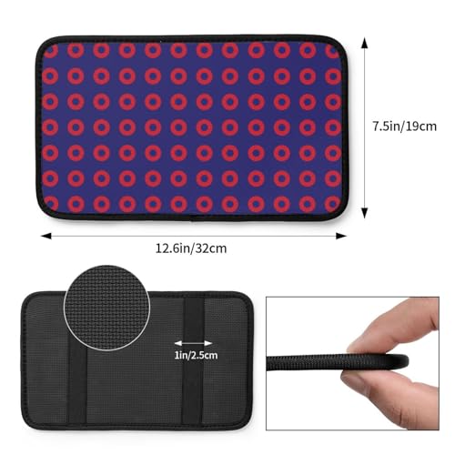 Phish Red Donut Circles On Blue Auto Center Console Cover Universal Car Armrest Pad Waterproof Women Men Automotive Interior Accessories for Most Vehicle SUV - color: Phish Red Donut Circles On Blue
