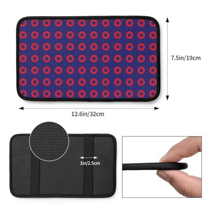 Phish Red Donut Circles On Blue Auto Center Console Cover Universal Car Armrest Pad Waterproof Women Men Automotive Interior Accessories for Most Vehicle SUV - color: Phish Red Donut Circles On Blue