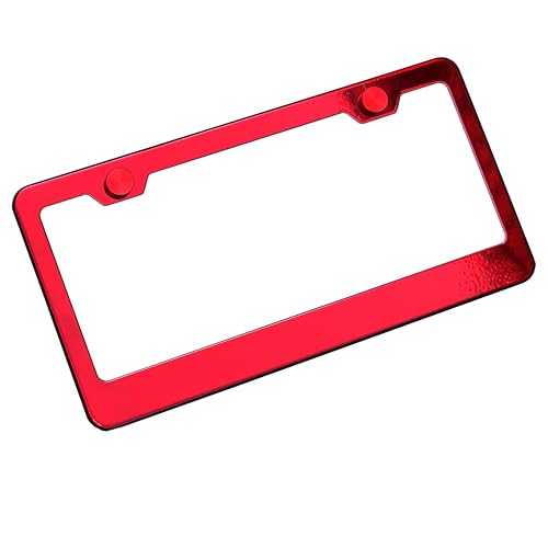T304 Stainless Steel License Plate Frame – 8K Mirror Polish Finish, Rust-Resistant, Slim Design, Universal Fit, Includes Screw Caps, Washers & Stainless Steel Screws (Candy Red) - color: Candy Red