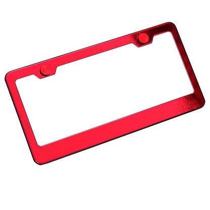 T304 Stainless Steel License Plate Frame – 8K Mirror Polish Finish, Rust-Resistant, Slim Design, Universal Fit, Includes Screw Caps, Washers & Stainless Steel Screws (Candy Red) - color: Candy Red