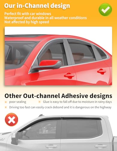 in-Channel Window Rain Guards Fit for Chevy Chevrolet Malibu 2016-2025 (9 Gen),Extra Durable Window Visors Window Deflectors Vent Visors Vent Shades Car Accessories-4 pcs - size: Fit for 2016-2025 Chevy Malibu(9 Gen)