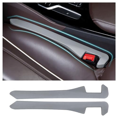Junecarp Car Seat Gap Filler 2 Pack,Flexible Car Gap Filler Organizer to Impede Items from Dropping,Essential Interior Car Accessories Seat Gap Plug Perfectly Fits Car Gap (Gray) - color: Gray/2pcs