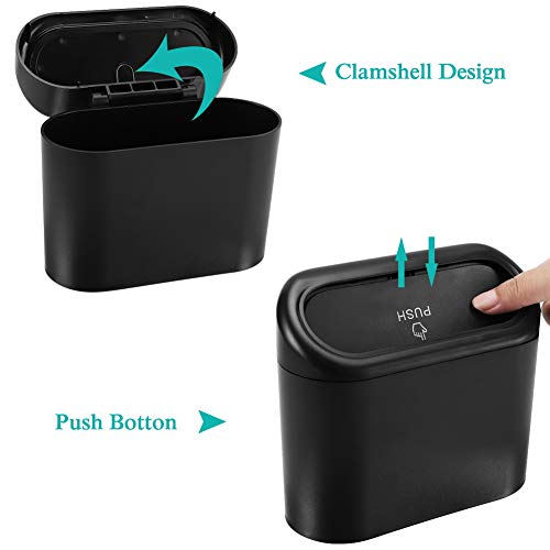 Accmor Car Trash Can with Lid, Mini Auto Dustbin Garbage Organizer with 30 Pcs Plastic Trash Bag, Automotive Garbage Container Bin for Vehicle, Home, Office - color: 1 Black