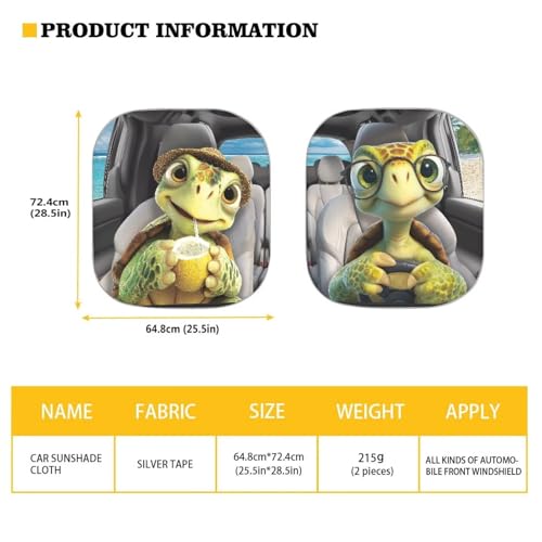 AFPANQZ 3D Sea Turtle Design Car Windshield Sun Shades Sunshades Rectangle UV Protection Foldable Sun Blocks Universal Fit for Auto Car Vans 28.5"x25.5" - color: 3D Sea Turtle Design