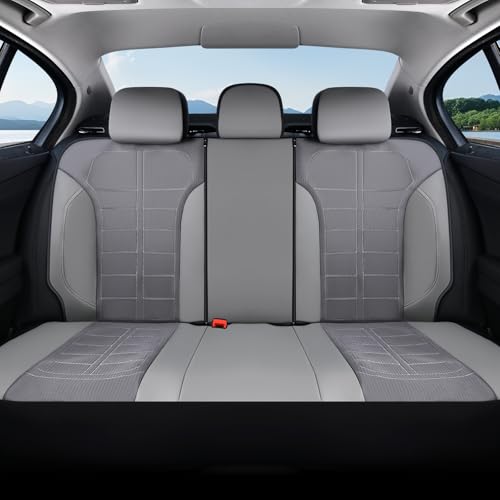 Coverado 3D Air Mesh Rear Car Seat Cover, Sports Carbon Fiber Design, Breathable Seat Protectors Airbag Compatible Comfort Universal for Most Cars, Van,Trucks, SUV, Grey - color: Gray, size: Rear