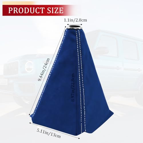 Car Shift Boot Cover, Stick Shift Cover, Suede Leather Manual Automatic Car Shifter Lever Knob Dust Protector, Dustproof Gear Shift Protection Sleeve Gaiter for Sedan Truck (Dark Blue White) - color: Dark Blue White