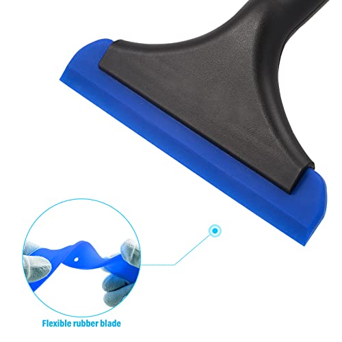 Gomake Small Silicone Squeegee Window Shower Squeegee Tool,Auto Water Blade for Car Windshield, Window, Mirror, Glass Door,Bathroom - color: Black+ Blue