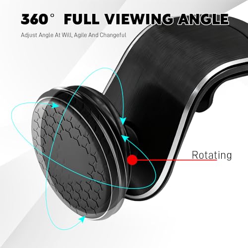 Strong Magnetic Car Phone Holder, Car Phone Mount Holder, 360° Rotatable L-Shape Air Vent/Dashboard Mount, Adjustable Air Vent Navigation Magnetic Smartphone Bracket for Auto SUV (Black) - color: Black