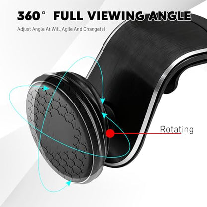 Strong Magnetic Car Phone Holder, Car Phone Mount Holder, 360° Rotatable L-Shape Air Vent/Dashboard Mount, Adjustable Air Vent Navigation Magnetic Smartphone Bracket for Auto SUV (Black) - color: Black