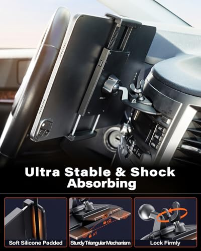 APPS2Car for Sturdy iPad Holder for Car CD Slot Tablet Mount, 2-in-1 Universal 4.7-11" Holder for iPad Pro 11 Air Mini, iPhone, Galaxy Z Fold, Adjustable 360° Rotation, Road Trip Essentials - style: 1st Generation