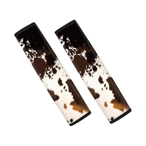 Brown Cow Print Car Seat Belt Pads Cover Universal Seat Belt Shoulder Strap Covers Harness Pad for Car or Bag,Soft Comfort Helps Protect You Neck and Shoulder from The Seat Belt Rubbing - color: Brown Cow Print