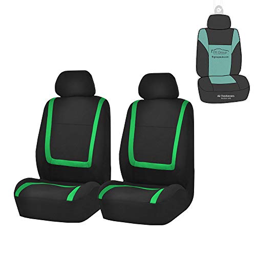 FH Group Front Seats Only Car Seat Covers Low Back - Unique Cloth Interior Accessories Car Seat Covers Green Seat Cover Front Set - Universal Fit Cars Trucks SUV Car Seat Protector Accessories - color: Green, size: Front Set