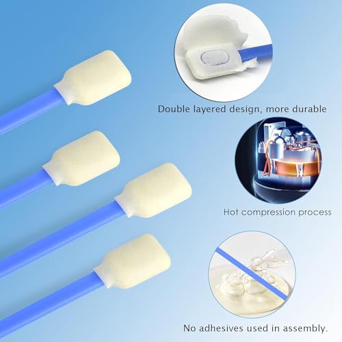 Wellgler’s 5.11" Foam Cleaning Swabs, Ideal for DTF Printers, Gun Maintenance, Printheads, Scanners, Camera Lenses, Chips, Hard Drives and Precision Optical Equipment, 200 PCS ﻿ - color: Blue 200