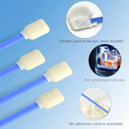 Wellgler’s 5.11" Foam Cleaning Swabs, Ideal for DTF Printers, Gun Maintenance, Printheads, Scanners, Camera Lenses, Chips, Hard Drives and Precision Optical Equipment, 200 PCS ﻿ - color: Blue 200