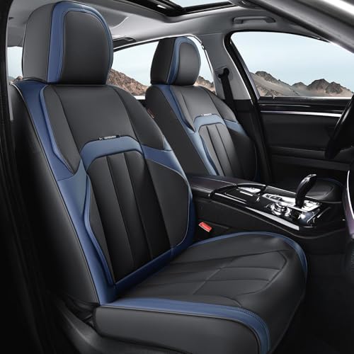 Coverado Car Seat Cover, Cover for Cars Front Seat, Premium Leather, Universal Fit Waterproof Seat Protectors, Car Seat Cushion Non-Slip for Most Cars-BlackBlue - color: BlackBlue, size: Front Pair