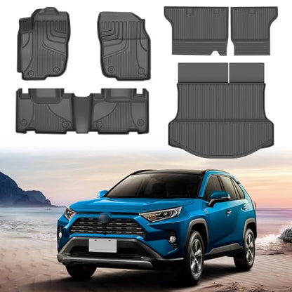 AOMSAZTO Floor Mats for Toyota RAV4 2013-2018 (Not for Hybrid) Full Set All Weather TPE Custom Fit Floor Mats for Toyota RAV4 1st & 2nd Row Car Mats Trunk Frunk Mat - style: 2013-2018 | For Toyota Rav4 | Full Set