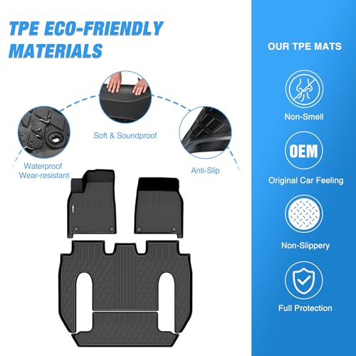 Nilight TPE Floor Mats for Tesla Model X 6 Seater 2022 2023 2024 2025 2026 All Weather Custom Fit Heavy Duty Floor Liners - color: 2022-2026 Tesla Model X 6 Seat