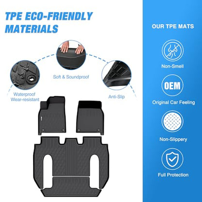 Nilight TPE Floor Mats for Tesla Model X 6 Seater 2022 2023 2024 2025 2026 All Weather Custom Fit Heavy Duty Floor Liners - color: 2022-2026 Tesla Model X 6 Seat