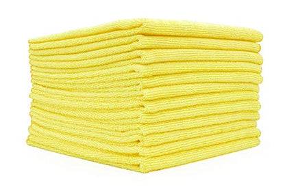 The Rag Company - All-Purpose Microfiber Terry Cleaning Towels - Commercial Grade, Highly Absorbent, Lint-Free, Streak-Free, Kitchens, Bathrooms, Offices, 300gsm, 12in x 12in, Yellow (12-Pack) - color: Yellow, size: 12in x 12in