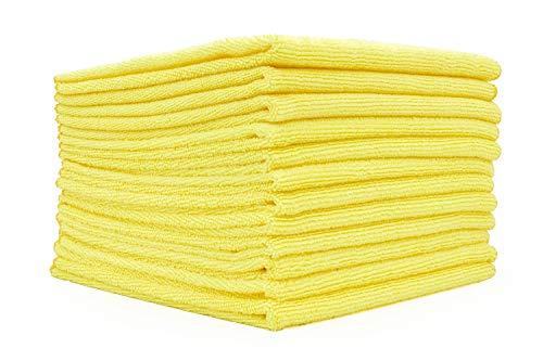 The Rag Company - All-Purpose Microfiber Terry Cleaning Towels - Commercial Grade, Highly Absorbent, Lint-Free, Streak-Free, Kitchens, Bathrooms, Offices, 300gsm, 16in x 16in, Yellow (12-Pack) - color: Yellow, size: 16in x 16in