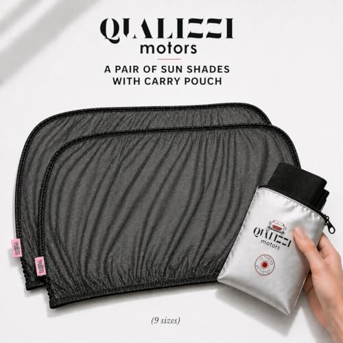 SM/RL Car Window Shades for Baby & Camping, 2-Pack. Blocks 97% UV Real-World Tested, Breathable Full-Coverage Mesh Bug Screens, Mom's Choice Award | Qualizzi® - size: SM/RL
