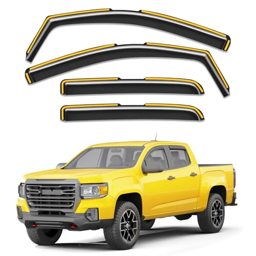 in-Channel Window Rain Guards Fit for Chevy Colorado/GMC Canyon 2015-2022 Crew Cab Extra Durable Window Deflectors Vent Visors Shades Car Accessories Visors Rain Guards -4 pcs - size: 2015-2022 Chevy Colorado/GMC Canyon Crew Cab