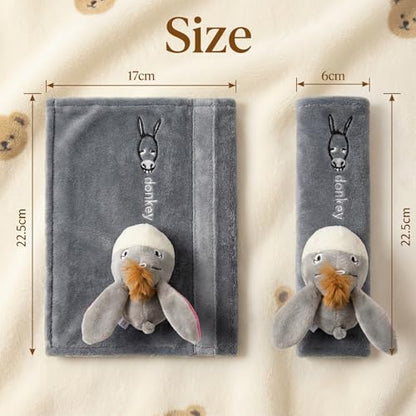 UNICOLD 2-Pack Ultra-Soft Short Plush Seatbelt Cover, Cute Animal Edition – Cloud-Like Shoulder Pad for a Comfy Ride for Adults & Kids (G-Donkey) - style: G-Donkey