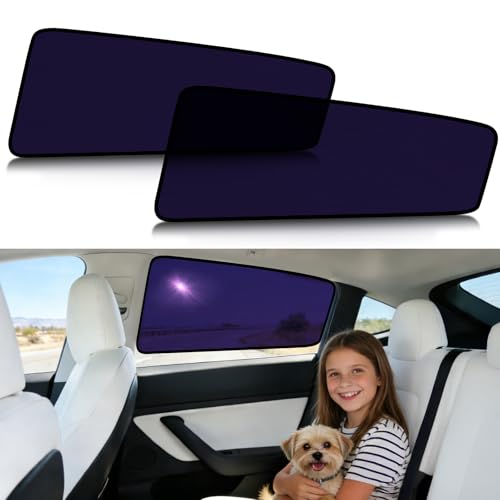 ZATOOTO Tesla Model 3 Car Window Shade for Baby, Bluish-Purple Static Cling Car Shades for Rear Window | Block Harsh Sunlight | UV Protection | Rear Window Sun Shade with Storage Bag | 2018-2026 | - color: 2-Pcs for Rear, size: Tesla Model 3/Highland(2018