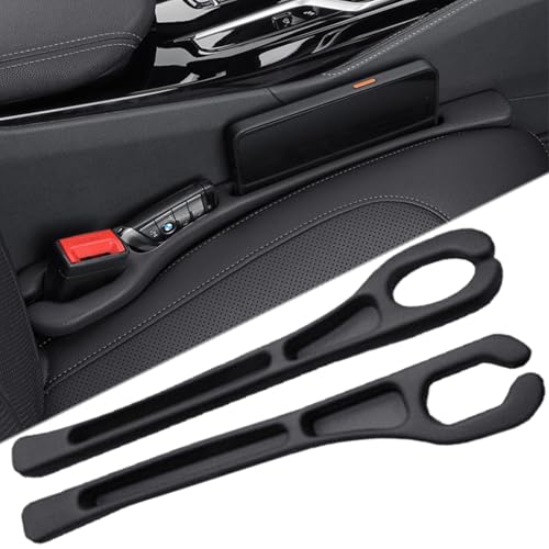 Car Seat Gap Filler Plug Strip 2 Pack, No-Drop Carseat Side Gap Filler Organizer Catcher with Dual Storage & Seatbelt Slot,Universal Fit Fill The Gap Between Seats & Console for Car SUV Truck, Black - color: Black, EVA