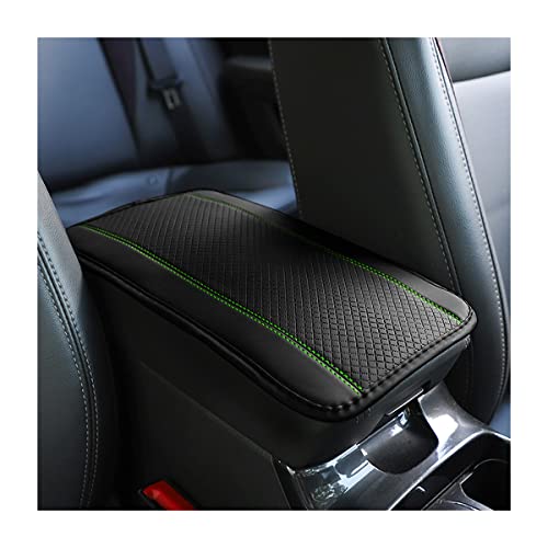 8sanlione Car Armrest Storage Box Mat, Fiber Leather Car Center Console Cover, Car Armrest Seat Box Cover Accessories Interior Protection for Most Vehicle, SUV, Truck, Car (Black/Green) - color: Black/Green