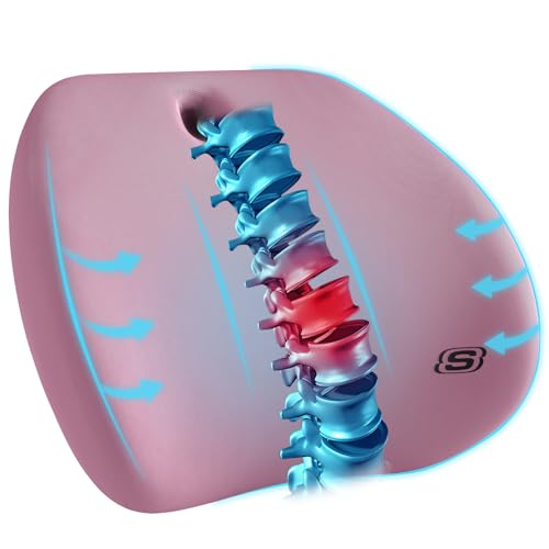 Skechers Lumbar Support Pillow for Office Chair,Memory Foam Lumbar Pillow,Lower Back Pain Relief Lumbar Pillow,Ergonomic Design Back Support Pillow for Office Chair,Car,Home,Travel,Purple - color: Purple
