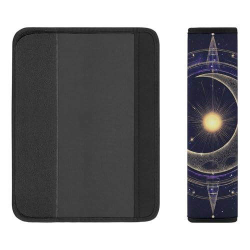 Fashion 2PCS Car Belt Covers, Sacred Geometric Symbol Purple Space Galaxy Stars Mystic Sun Moon Protect Your Shoulders Car Safety Seat Belt Strap - color: Color352
