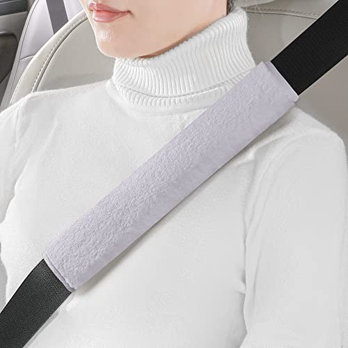 LACDL Extra Long Seatbelt Cover Super Soft Furry for Adults Kids Women & Men, Thick Plush Full Car Seat Belt Strap Cushion, Fluffy Shoulder Pad Protector, Auto Interior Accessories, Grey 10.5in, 2pcs - color: Gray, size: 10.5in - 2pcs