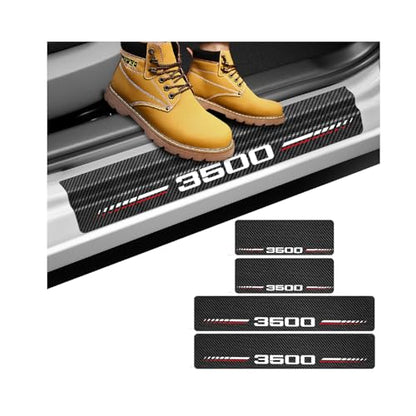 Newace Car Door Sill Protectors Compatible with Dodge RAM 3500 Accessories- 4Pcs Door Entry Guard Scuff Sill Protector Plate- Carbon Fiber Anti-Scratch Sticker- Upgraded Full Coverage - size: 3500