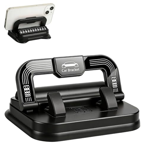 Car Phone Holder 360 Degree Rotation, Suitable for car Navigation in-car Dashboard, Ultra-Strong Suction Cup Phone Mount, Horizontal and Vertical Screen Adjustment Angle (Black) - color: Black