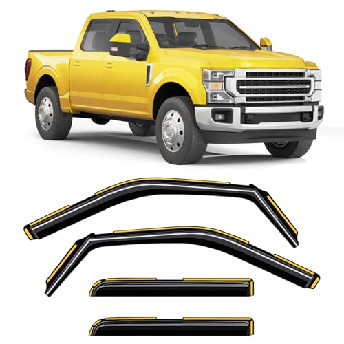 in-Channel Window Rain Guard for Ford F150 2015-2020 SuperCrew (Fit for Ford F250-F550 2017-2025) Rain Guards Side Truck Window Visors Vent Visor Window Deflectors Vent Shades Car Accessories - size: 2015-2020 F150 SuperCrew / 2017-2025 F250-F550