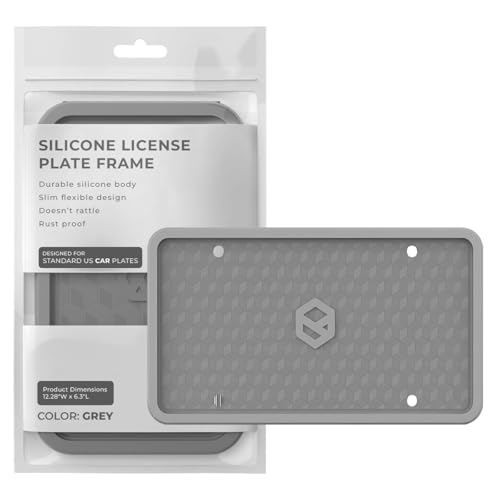Rightcar Solutions Car Plate Frame, Silicone License Plate Frame, Rust-Proof Rattle-Proof Weather-Proof License Plate Holder for Front or Rear, Grey, 1 Pack - color: Grey